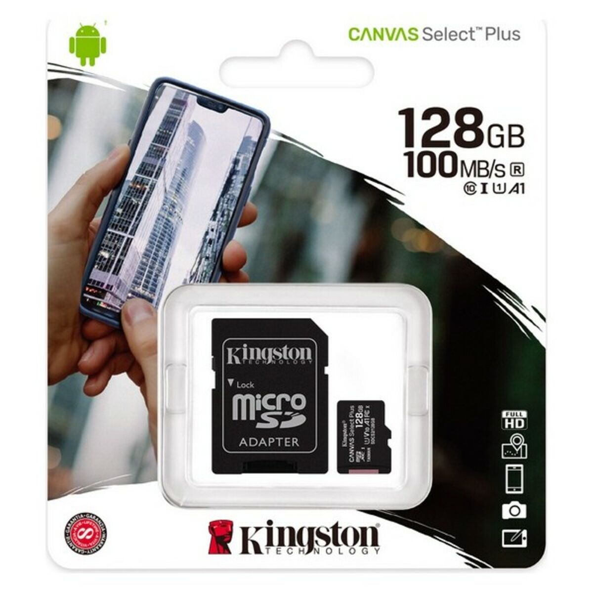 Mikro-SD Minnekort med Adapter Kingston SDCS2 100 MB/s exFAT